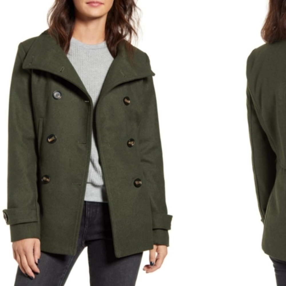 Thread & Supply Wool Pea Coat Olive Green XL